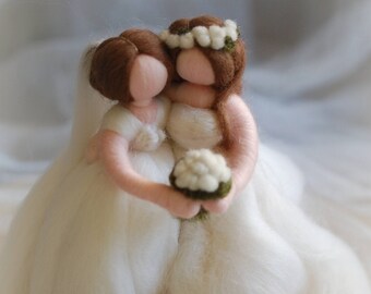 Rainbow Brides, fairy tale wool, Waldorf inspiration, wedding cake decoration