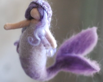 Purple Mermaid, fairytale wool, Waldorf inspiration, home decoration