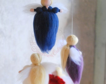 Advent angels, fairy tale wool, Waldorf inspiration, home decoration, collectible doll, soft sculpture