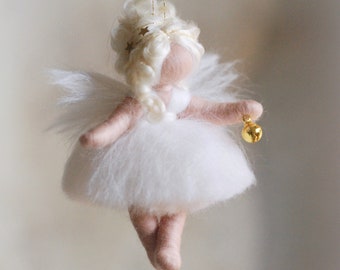 Angel bell, wool fairy tale, Waldorf inspiration, home décor, collectible doll, soft sculpture, bell, angel