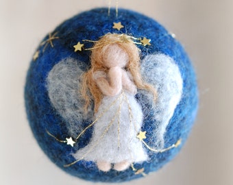 Angel, Christmas ball, Waldorf-inspired fairytale wool, Christmas décor, soft sculpture, collectible ball