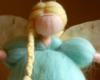Soft angel sugar, wool fairy tale, Waldorf inspiration, home decor, collectible doll, soft sculpture