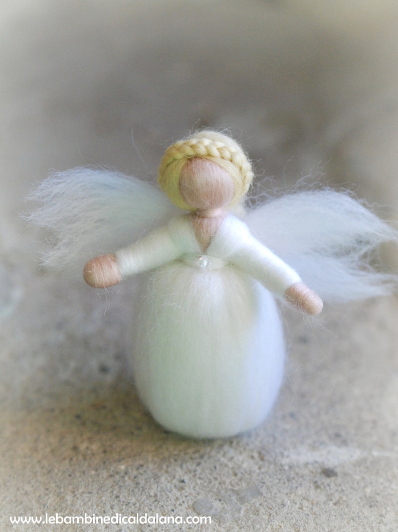 Crystal Angel, fairy tale wool, Waldorf inspiration, home decoration, collectible doll, soft sculpture image 3
