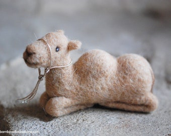 Camel, nativity scene, in fairy tale wool, Waldorf inspiration, Christmas decoration, soft sculpture, collectible dolls