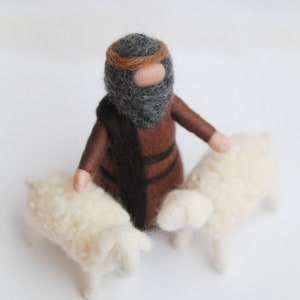 Nativity, Three Kings, Shepherd, two sheep, angel, fairy tale wool nativity scene, Waldorf inspiration, Christmas decoration, soft sculpture image 3