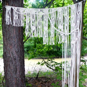 Macrame rideau de coton naturel Fenêtre rideau Macrame rustique porte cadre rideau Boho maison Fond de mariage Boho macaron décor Idée cadeau