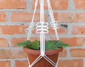 White mini macrame plant hanger 20 inches 3mm Macrame plant holder Gift idea Indoor or outdoor decor Hanging planter Flower pot Wall hanging