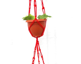 DOUBLE Red Macrame Plant Hanger 50 inches 5mm - Hanging Planter - Indoor - Outdoor - Gift idea - Macrame plant holder - planter patterns
