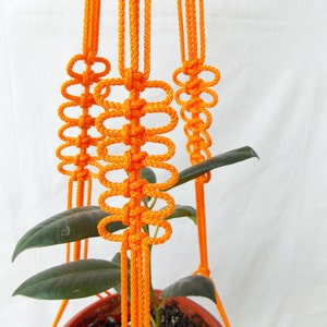 Orange Macrame - Plant Hanger 24 inches 3mm - mini Hanging Planter - macrame plant holder - planter patterns - wall hanging