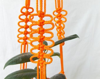 Orange Macrame - Plant Hanger 24 inches 3mm - mini Hanging Planter - macrame plant holder - planter patterns - wall hanging