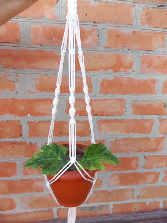 Weiß hängen Blumentopf - Makramee Plant Aufhänger 24 Zoll 3mm - Indoor - Outdoor - Pflanzenhalter
