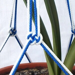 Blue and White Macrame Plant Holder 24 inches 3mm - Hanging Planter - VIP
