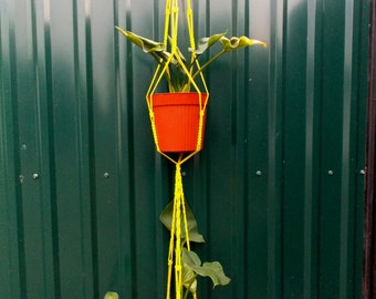 Yellow DOUBLE Macrame Plant Hanger 60 inches 5mm - Hanging Planter - Macrame planter pot holder - plant pattern  - macrame wall