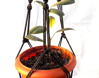 Schwarzer Mini-Makrame-Pflanzbügel 18 Zoll 3mm Hängende Planter Wand hängende Indoor oder Outdoor-Dekor Blume por Planter Muster Geschenkidee