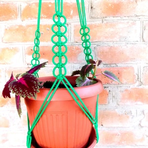 Grün Makramee Pflanze Halter 32 Zoll 3mm - hängen Blumentopf - Makramee Pflanze Aufhänger - Wand-Pflanzer - Pflanzer Muster - Indoor - Outdoor
