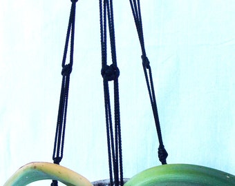 Black Macrame Plant Hanger 36 inches 3mm - Hanging Planter - Indoor - Outdoor - Gift idea