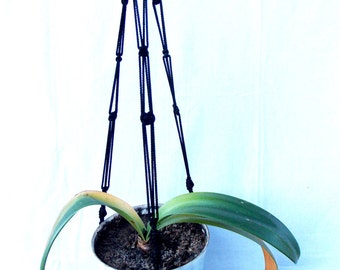 Black Macrame Plant Holder 28 inches 3mm - Hanging Planter - Gift idea - Outdoor - Indoor - macrame plant hanger - macrame wall hanging