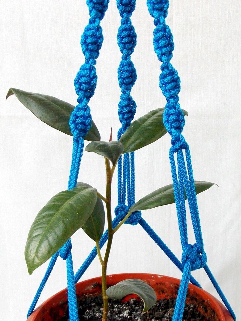 Blue macrame plant hanger 18 inches 3 mm Macrame plant holder Etsy