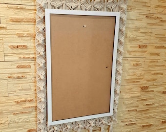 Foto cuadro Marco de fotos de algodón natural Colgante de pared de macramé Decoración de boda Marco de fotos de pared de macramé bohemio Idea de regalo Fondo de boda