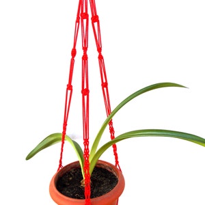 Red Macrame Plant Hanger 36 inches 3mm - Hanging Planter - Indoor - Outdoor - Gift idea