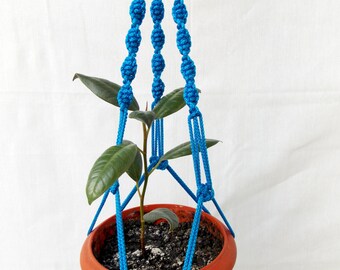 Blauer Makrame Pflanzbügel 18 Zoll 3 mm Makrame Pflanzhalter Hängebauer hängende Planter Wand hängende Blumentopf Planter Muster Indoor oder Outdoor