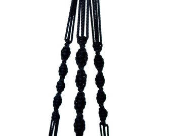 Black Macrame Plant Hanger - Macrame plant holder 28 inches 3mm - Hanging Planter - Indoor - Outdoor - Gift idea - macrame wall hanging
