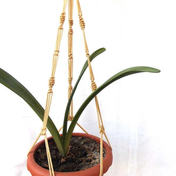 Cinnamon Macrame Plant Holder 24 inches 3mm - Hanging Planter - Baige Macrame plant hanger - wall hanging - planter pattern - Indoor-Outdoor