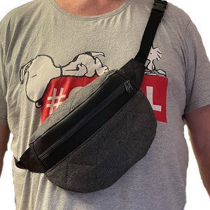 Riñonera para hombre muebles de fieltro y piel sintética, bandolera con cremallera, riñonera, riñonera