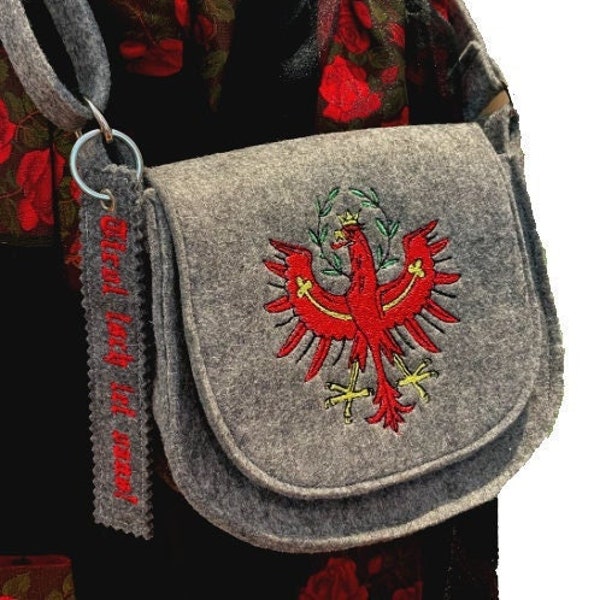 Sac à bandoulière en feutre avec aigle tyrolien brodé, sac traditionnel, sac dirndl, sac à main