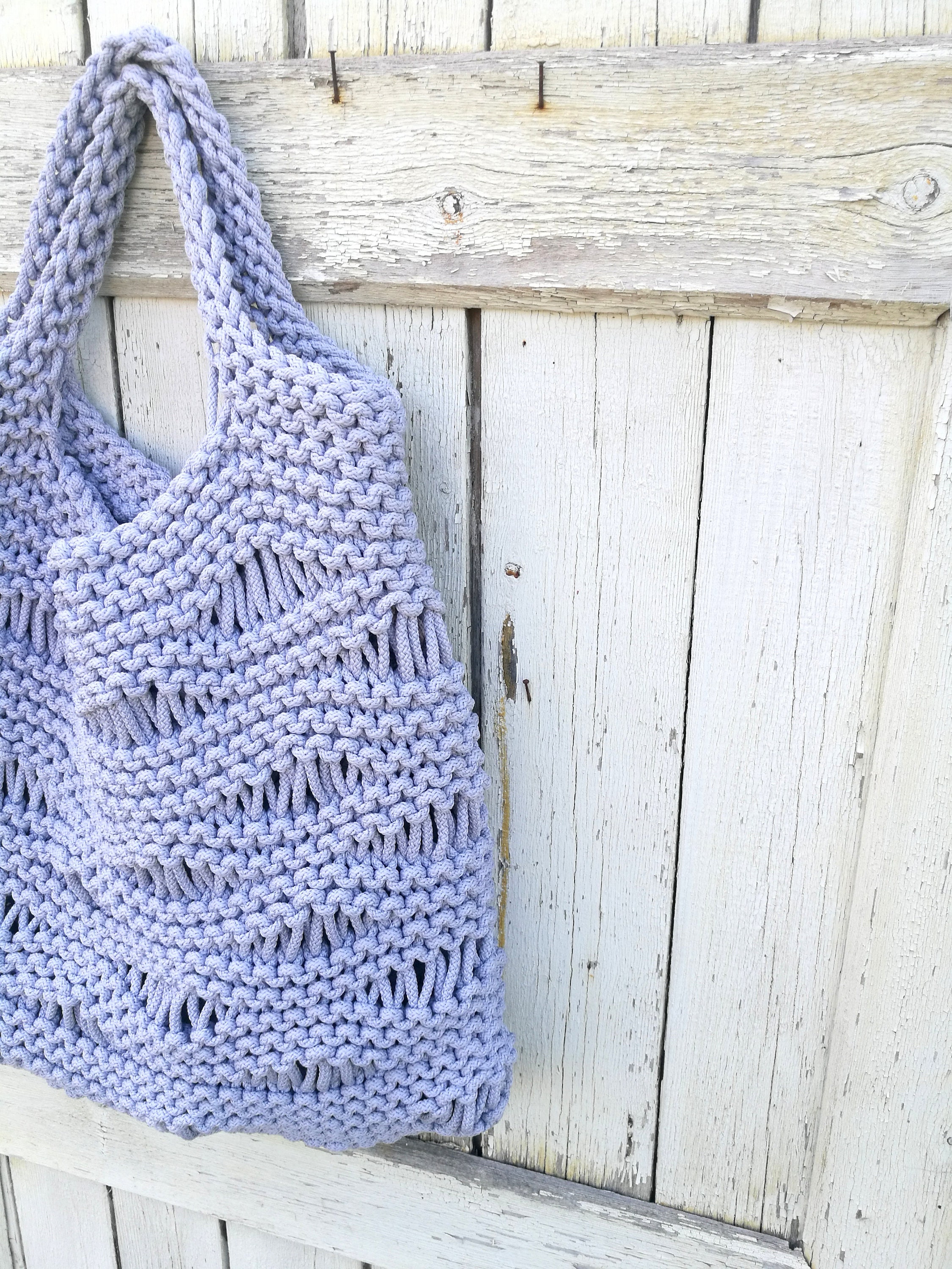 Shopping bag Knitted large summer bag Pouch Rope crochet bag | Etsy