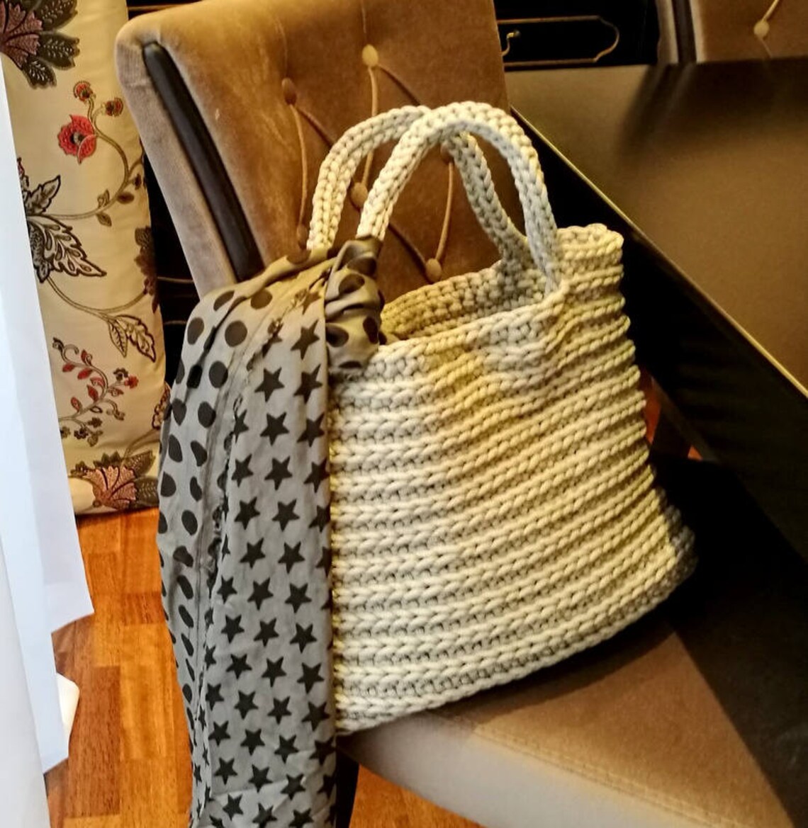 Knitted bag rope basket bag Rope crochet bag Sack Handmade Etsy