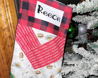 Personalized Camping Christmas Stocking, S'mores Quilted Stocking