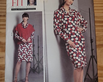 Vogue V1575 Sewing Pattern, Sandra Betzina Loose Fitting Cowl Neck Dress, All Sizes