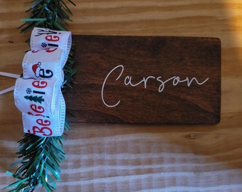 Personalized Wooden Christmas Stocking Tag, Ornament