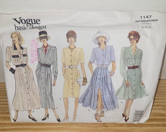 Vintage Vogue Dress Pattern 1147, Size 14-16-18