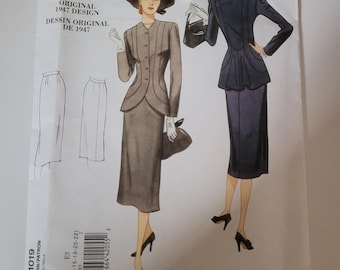 Vogue 1947 Jacket & Skirt Pattern, Fitted Design (Size 14-22)