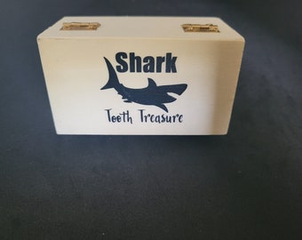 Personalized Shark Tooth Treasure Box, Wooden Marine Gift
