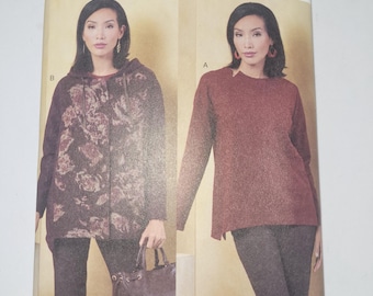 Vogue V2067 Sewing Pattern, Marcy Tilton, Misses Knit Top & Hooded Jacket (Size A)