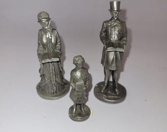 Franklin Mint Fine Pewter the Christmas Carol Figures 1977 * Vintage * Carolers