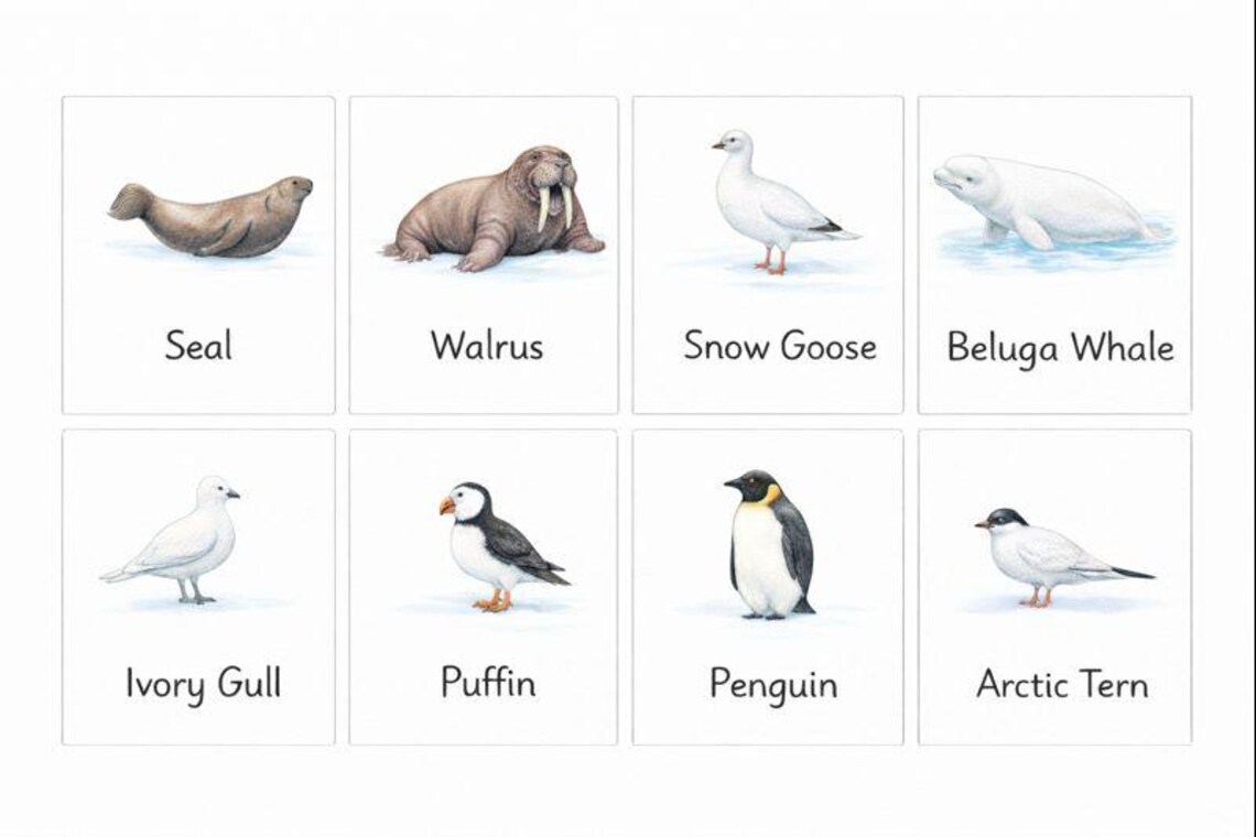 Arctic Animals Flashcards Vol. 1 - Etsy