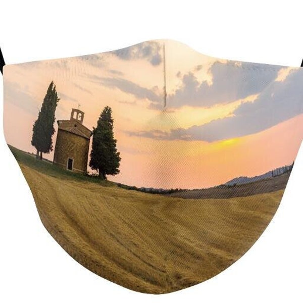 Hills of Tuscany, Italy Washable / Reusable Non-Medical Face Mask / Face Covering with Filter Slot & 2.5 PM Filter included.