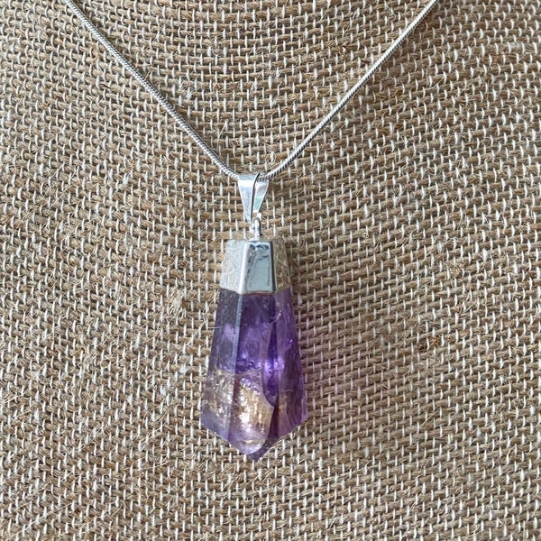 Ametrine Pendant Faceted Point Necklace Crystal High Vibration Energy Healing Chakra Clearing Release Balance Soulmate free eBook guide