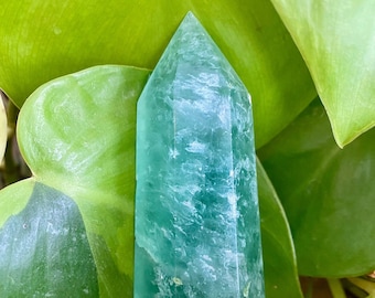 Green Fluorite Generator Wand Point Crystal Tower Gemstone