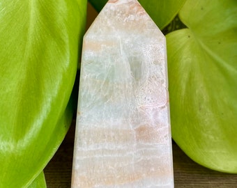 Caribbean Blue Calcite Point Generator Large | Aragonite Stone Gemstone Crystal | Cut Base Polished Tower