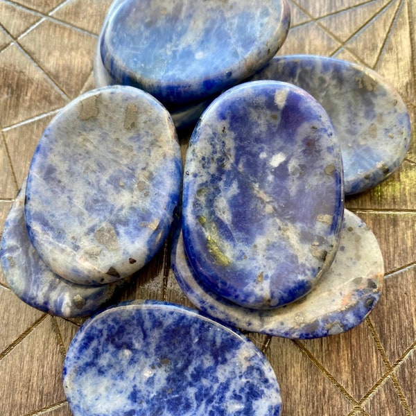 Sodalite Worry Stone | Oval Blue Palm Crystal Gemstone