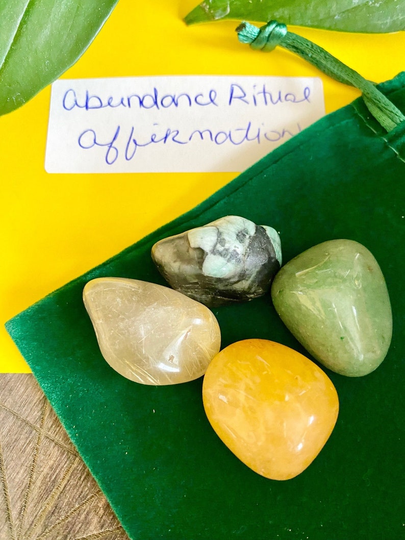 Abundance Affirmation Crystal Ritual Kit Prosperity Golden | Etsy