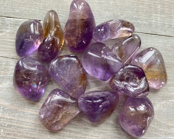 Ametrine Tumbled Medium Stone Polished Crystal Amethyst Citrine