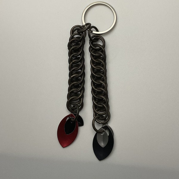 Chainmail keychain black stainless steel