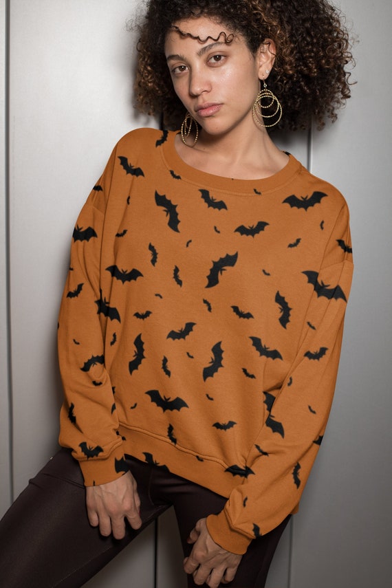 Bat Pattern Halloween Sweatshirt, Fall Clothing, Bat Lover Design, Unique Halloween