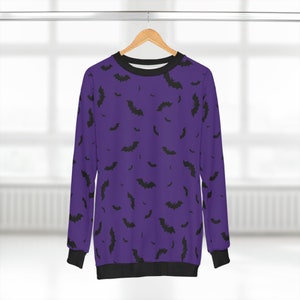 Bat Pattern Halloween Sweatshirt, Fall Clothing, Bat Lover Design, Unique Halloween image 3